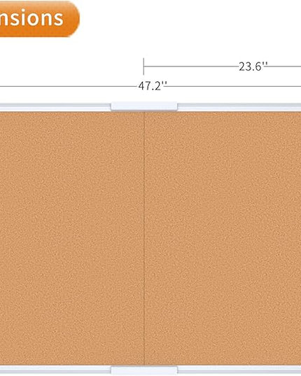 VIZ-PRO Cork Bulletin Board/Foldable Noticeboard, 48 X 36 Inches, Silver Aluminium Frame