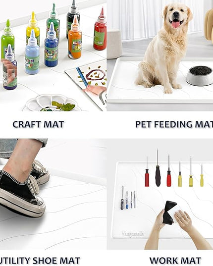 Heavy Duty Silicone Under Sink Mats for Kitchen Waterproof 40" x 19", Extra Thick Under Sink Rubber Mat Drip Tray, Raised Edge Under Sink Liner,Prevent Drips, Leaks, Spills,White