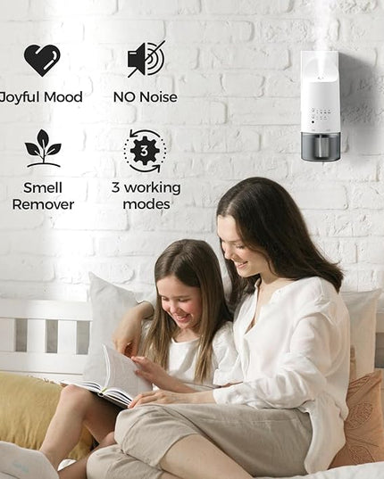 Plug-in Waterless Essential Oil Diffuser - 500 Sq.ft Coverage,Range Nano Mist Technology -160ML, Auto Day/Night Modes,Plug in Diffuser for Large Room, Spa, Office, Kid/Pet Safe - White
