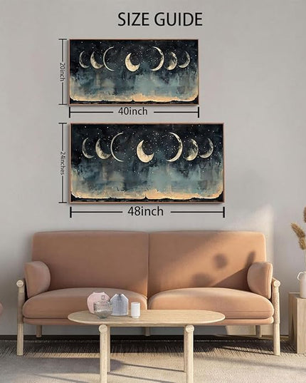 ILLBDR Framed Large Wall art Moon Wall art Nature Landscape Painting Decor Dark Academia Rustic Farmhouse Aesthetics for Bedroom Living Room Office 20"x40"
