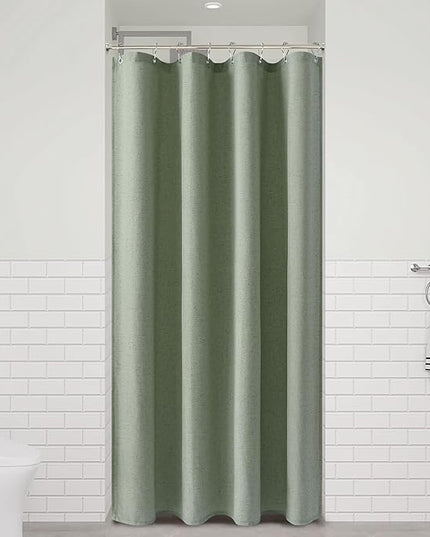 Naturoom Light Sage 48 Inch Shower Curtain - Stall Narrow Half Linen Ultra Thick Fabric Shower Curtain Set with Hooks, Boho Farmhouse Rustic RV Camper Bath Curtains for Bathroom, 48x72