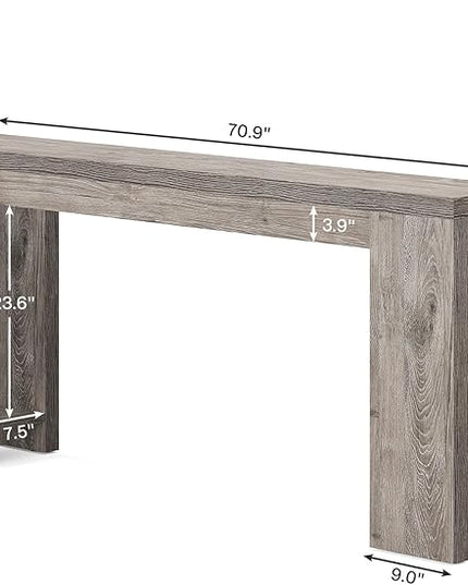 LITTLE TREE 70.9-Inch Long Entryway Table, Farmhouse Sofa Console Table for Living Room, Entryway, Hallway, Grey