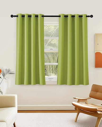 NICETOWN Room Darkening Short Curtain 54 inches Long for Living Room, Grommet Sound Reducing Thermal Insulated Curtains for Bedroom Nursery Window, 46W x 54L, 1 Piece, Fresh Green