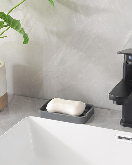 Silicone Kitchen Sink Organizer Tray for Multiple Usage,Easy Clean Sponges Holder for Kitchen Bathroom Counter or Sink,Dish Soap Dispenser,Scrubber,Bottle,Cup Grey 4.9”x 3.2”