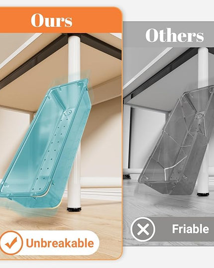 15 PCS Clear Plastic Drawer Organizer Set, 4-Size Acrylic Drawer Storage Trays, Storage Bins for Makeup, Gadgets, and Jewelry in Bathroom, Bedroom and Office, Clear Sea Blue
