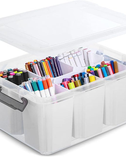 Citylife 17 QT Plastic Storage Bins Clear Storage Box with Lids Multipurpose Stackable Storage Containers for Organizing Tool, Craft, Crayon