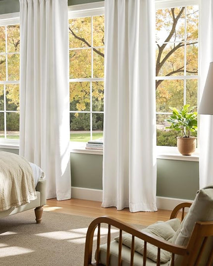 Lazzzy White Blackout Velvet Curtains for Living Room Bedroom 96 Inch Long Insulated Lined Drapes Rod Pocket Modern Window Treatments 2 Panels Set