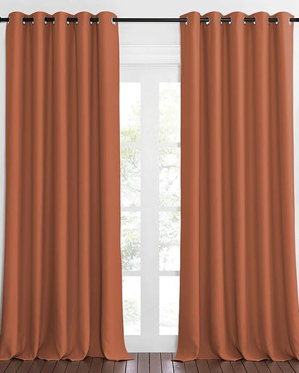 NICETOWN Blackout Curtains 84 Inch Length, Thermal Insulated Curtains for Bedroom Grommet Energy Saving Room Darkening Drapes for Living Room Window, 1 Panel, Burnt Orange, 66" W x 102" L
