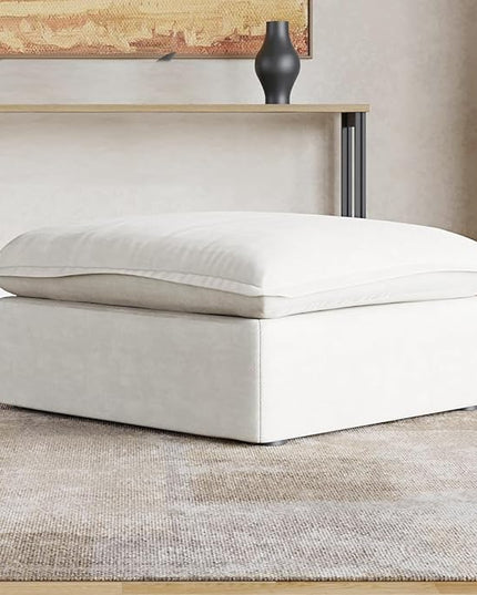 JACH Ottoman Module for Living Room, Cushion Covers Removable, Minimalist Comfy Breathable Ottoman Paired with Sofa Couch for Living Room Apartment, Beige