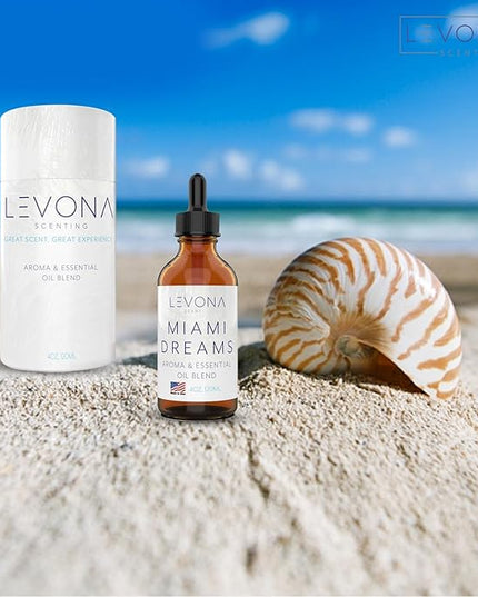 Levona Scent Essential Oils for Diffusers for Home: Miami Dreams Hotel & Home Luxury Scents Fragrance Oil - Aroma Oil with Notes of Bergamot Oil & Pine Essential Oil -120 Ml Scented Oils for Diffuser