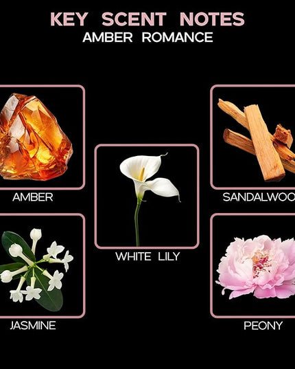 LOVSPA Reed Diffuser Set, Amber Romance Scented Oil Diffuser with Sticks, Home Fragrance Accessories for Bathroom Shelf Decor, Aroma Diffusers for Home or Office Fall Decor, USA Made