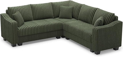 Belffin Convertible Sectional Couch with Chaise Corner Sectional Sofa L Shaped Couch Reversible Corner Upholstered Couches for Living Room Corduroy (Green, V Shaped)
