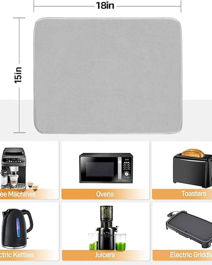 Heat Resistant Mats for Countertop - Fireproof 15x18 in Heat Resistant Mats for Air Fryer - Kitchen Countertop Protector for Air Fryer, Coffee Maker, Stand Mixer, Toaster, Oven 2PCS - Grey
