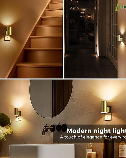 L LOHAS LED Night Light, Automatic Night Lights Plug into Wall, 2 Pack Nightlights With Light Sensor, 3000K Soft White 0-100LM Dimmable Modern Nightlight for Kids Bedroom Hallway