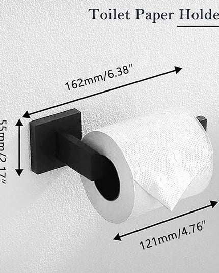 5-Pieces Matte Black Bathroom Hardware Accessories Set, SUS304 Stainless Steel Bath Towel Bar Set, Towel Racks for Bathroom Wall Mounted.