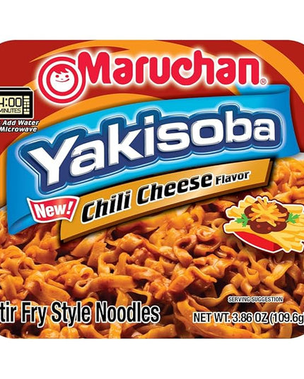 Maruchan Yakisoba Chili Cheese, Japanese Instant Ramen Noodles, 3.86 Oz, 8 Count (Pack of 2)