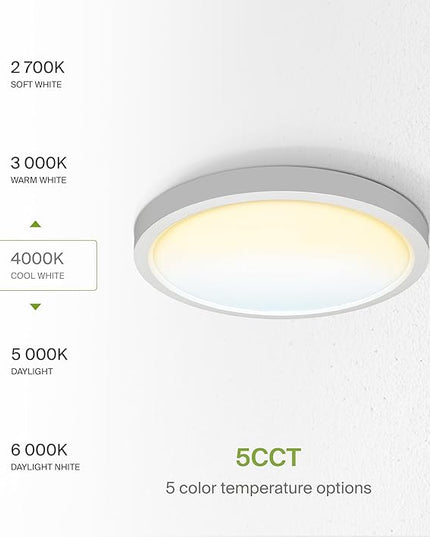 ASD LED 18" Round Flush Mount Ceiling Light Fixture, Low Profile Surface Lighting | 5CCT, Dimmable, Ultra-Thin, ETL Listed | 32W 2600LM 2700-6000K 100-277V | Kitchen, Hallway Lamp | White, 2 Pack