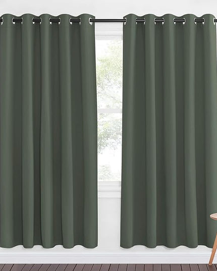 NICETOWN Blackout Doorway Curtain Drape 72 inch Length - Grommet Noise Reducing Thermal Insulated Solid Modern Window Treatments for Bedroom/Porch (1 Panel, Dark Mallard, 66 x 72 Inch,)