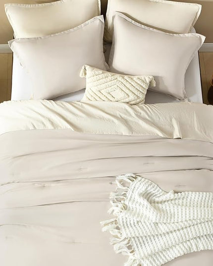 Litanika Comforters Tannish Grey Twin Size, 2 Pieces Lightweight Solid Bedding Set & Collections, All Season Fluffy Bed Set (66x90In Comforter & 1 Pillowcase)