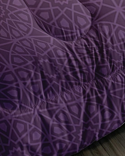 AILONEN Moon Star Comforter Set Queen Size, Gold Crescent Boho Bedding Set,Purple Print Soft and Lightweight Quilt Set All Season 3 Pieces,1 Comforter and 2 Pillowcases