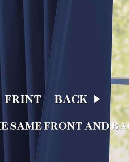 DONREN Navy Pinch Pleated Blackout Curtains with Hooks - 94 inch Length Room Darkening Thermal Insulated Window Curtain Panels for Living Room Bedroom 2 Panel 40" Wx94 L
