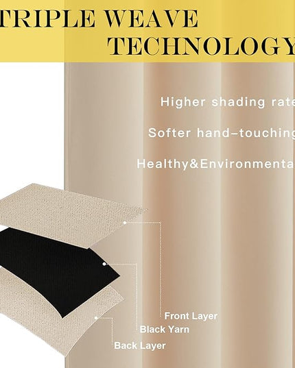 NICETOWN Sliding Door Window Treatment - Blackout Patio Door Curtain Panels, Privacy Thermal Drapes for Department with Grommet Top (Biscotti Beige, W100 x L108)