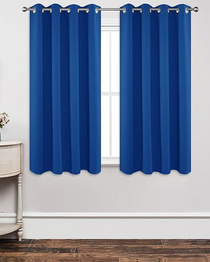 Joydeco Blackout Curtains 63 Inch Length 2 Panels Set, Thermal Insulated Long Curtains& Drapes 2 Burg, Room Darkening Grommet Drapes for Living Room Bedroom Window (W52 x L63 Inch, Royal Blue)