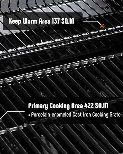 All Stainless Steel 4+1 Burner Gas BBQ Grill, Outdoor Propane Grill with Premium Enameled Coated Chamber Body & Porcelain-Enameled Cast lron Grates, 48,000 BTU