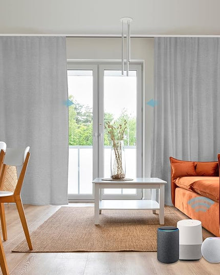 SmartWings Automatic Curtain Opener with Drapery, Motorized Vertical Blinds with Remote, Electric Closet Doors Sliding Panels Compatible with Alexa Google Homekit, 93% Blackout Light Grey