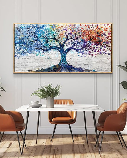 ERQINHUA Large Canvas Wall Decor Art For Bedroom Wall Art For Living Room Wood Framed Modern Restaurant Office Colorful Wall Painting Tree Abstract Pictures Canvas Prints Home Decorations 30x60 In