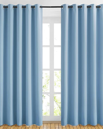 NICETOWN Room Darkening Blue Curtains for Living Room - Solid Thermal Insulated Sound Reducing Grommet Room Darkening Curtains Drapes for Bedroom/Patio (2 Panels, W66 x L84)