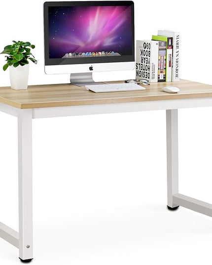 Tribesigns Computer Desk, 47 inch Modern Simple Office Desk Computer Table Study Writing Desk for Home Office, Light Walnut