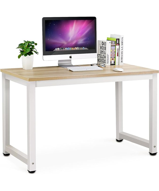 Tribesigns Computer Desk, 47 inch Modern Simple Office Desk Computer Table Study Writing Desk for Home Office, Light Walnut