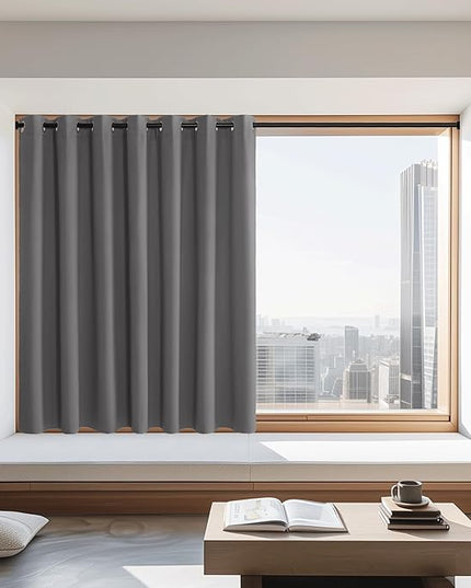 NICETOWN Grey Blackout Curtain Extra Wide 72 inches Long, Grommet Room Darkening Thermal Insulated Soundproof Window Treatment for Bedroom/Living Room, 1 Panel, W100 x L72