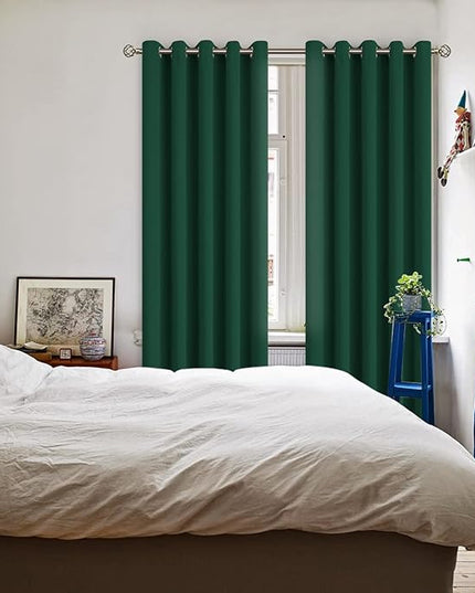 BGment Blackout Curtains for Bedroom - Grommet Thermal Insulated Room Darkening Drapes for Living Room, Set of 2 Panels (70 x 84 Inch, Emerald Green)