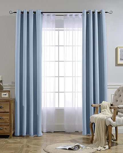 NICETOWN Blackout 72 inch Curtains for Kids Room, Grommet Room Darkening Thermal Insulated Solid Window Treatments Sound Reducing for Bedroom, 2 Panels, W37 x L72, Vintage Blue