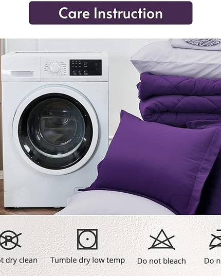 MUXHOMO 7 Pieces King Comforter Set, Reversible Bed in a Bag King Size, All Season Bedding Set with Comforter, Flat Sheet, Fitted Sheet, Pillowcases & Shams, Purple & Lavender