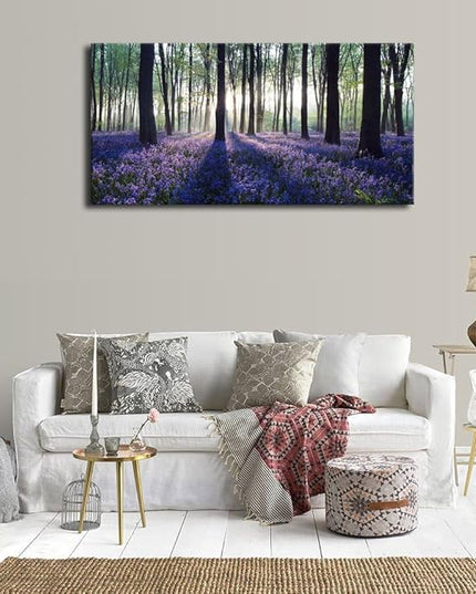 yearainn Forest Lavender Canvas Wall Art Large Green Trees Scenery Picture Prints Modern Purple Nature Canvas Artwork for Home Office Wall Decor 29" x 58"