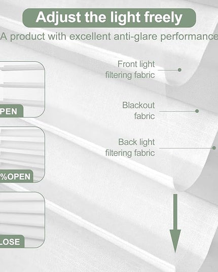 Zshine Automatic Shangri La Light Filtering Serenity Sheer Roller Shades Free Dimming Rechargeable Motorized Compatible with Homekit Siri Alexa (84029C White Grid)