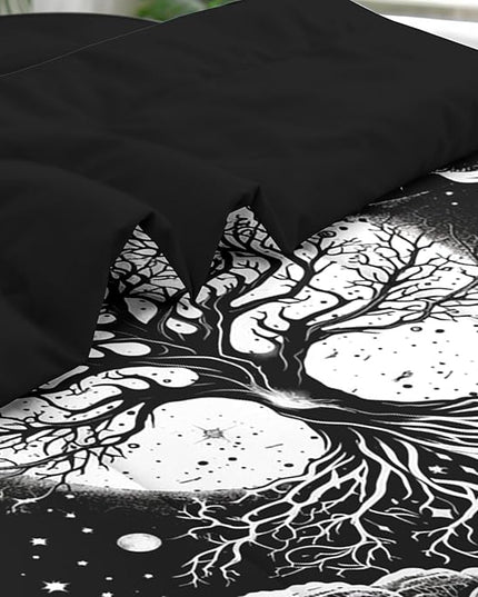 Comforter Set Twin Size, Tree of Life Dark Magic 5 Pcs Bedding for Kids and Adults, Sun Moon Bed Sheet Sets with Fitted Sheet Pillowcase & Sham for Bedroom Bed Decor