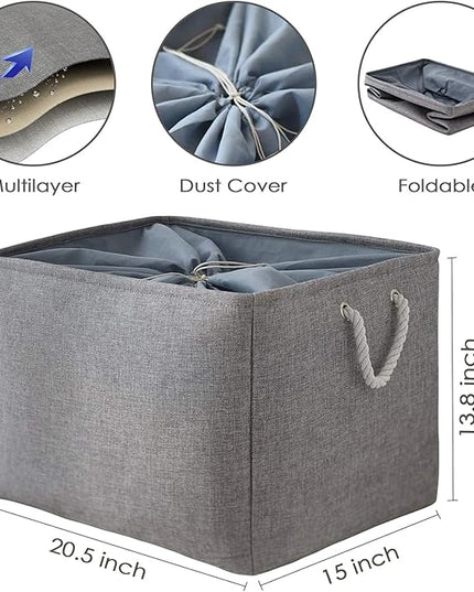 TheWarmHome Storage Baskets for Organizing, Sturdy Fabric Storage Basket , Foldable Storage Baskets for Shelves Closet Nursery Toy (Grey 3 Pack 20.5×15.7×13.8inch)