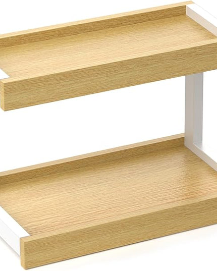 MARTY 2 Tier Spice Rack Organizer for Countertop, 15.8''L Coffee Station/Bathroom Organizer Countertop, Counter Shelf Desktop Storage Organizer for Kitchen, Bedroom, Office