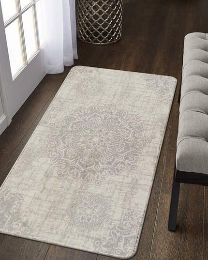 Lahome Vintage Medallion 2x4 Hallway Rug - Washable Non-Slip Kitchen Runner Rug Small Area Rugs, Throw Rugs Bath Mat for Bathroom Entryway Bedroom Hallways (2’ X 4’, Gray)