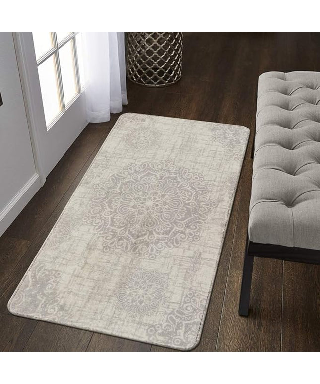 Lahome Vintage Medallion 2x4 Hallway Rug - Washable Non-Slip Kitchen Runner Rug Small Area Rugs, Throw Rugs Bath Mat for Bathroom Entryway Bedroom Hallways (2’ X 4’, Gray)