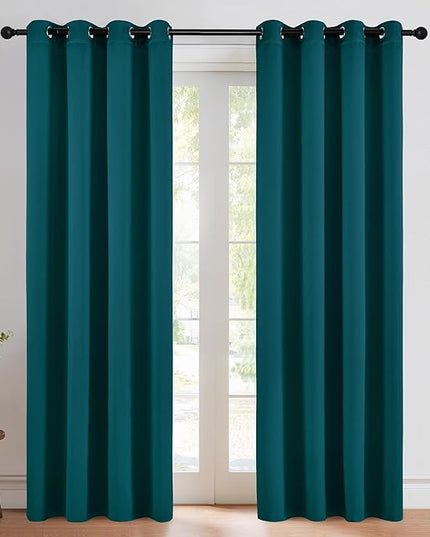 NICETOWN Teal Blackout Curtains 84inch Length 2 Panels Set, Grommet Chic Thermal Insulated Room Darkening Window Treatments for Bedroom/Living Room, W52 x L84