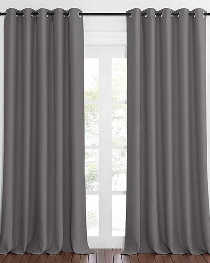 NICETOWN Blackout Gray Curtain 102 inch Length, Grommet Extra Long Thermal Curtain Room Darkening Sound Reducing Window Drape for Sliding Glass Door/Living Room (W66 x L102, 1 Panel)