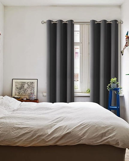 BGment Blackout Curtains - Grommet Thermal Insulated Room Darkening Bedroom and Living Room Curtain, Set of 2 Panels (42 x 84 Inch, Dark Grey)