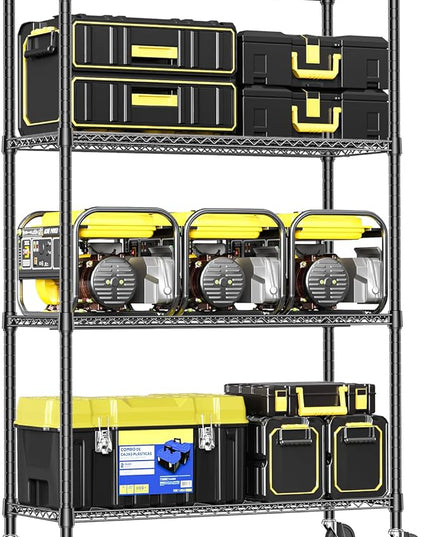 IZEUK Heavy Duty Garage Shelving, 4 Tier Wide Metal Storage Shelf Rack, Adjustable Utility Organizer for Basement, Warehouse, Garage, Black, 23.6" D x 53.1" W x 73.6" H