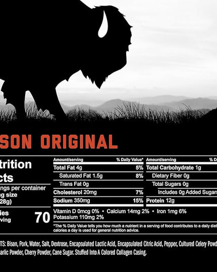 ICON Meats Bison and Pork Snack Sticks, Original, 6 Pack High Protein Snacks, 4 Meat Sticks per Pack, Sugar Free, Gluten Free, Natural, USDA Inspected, Made in USA, Gifts or Stocking Stuffers