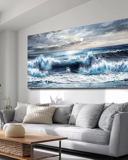 ERQINHUA Large Canvas Wall Art For Living Room Restaurant Wall Decor For Bedroom Marine Landscape Paintings Office Wall Prints Pictures Artwork Ready To Hang Hotel Room Home Decoration 24"x48"